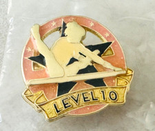 NEW Crown GLITTER Gymnastics Lapel Pin LEVEL 10 Peachy Pink
