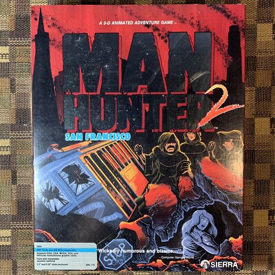 Man Hunter 2 San Francisco 1989 IBM Big Box PC Tandy MS-DOS CIB Manual Inserts