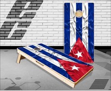 Cuban Flag Wavy Cornhole Boards Bean Bag Toss Game