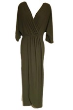Women's Pretty Little Thing Size 8 UK (EUR 36) Khaki Green Long Dress Excell. C.