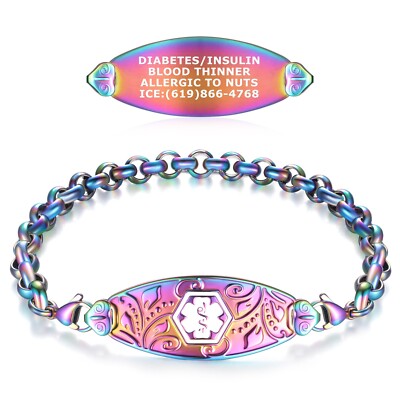 Divoti Medical Alert ID Bracelet Lovely Filigree and Elegant Rolo Chain -Durable