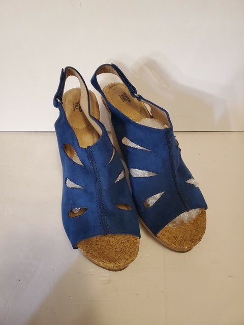 Cushion Walk By Avon Blue Suede Sandal Wedges Women's Size 11 | eBay