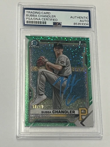 2021 Bowman Draft Chrome Bubba Chandler Green Sparkle Refractor Auto 1st /99 PSA
