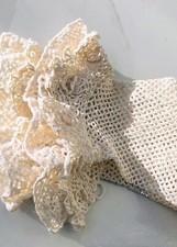 Vintage cream white cotton crotchet gloves: ladies' X-SMALL