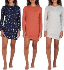 Real Essentials 3 Pack: Women's Nightshirt Long Sleeve Ultra-Soft Print Nightgow