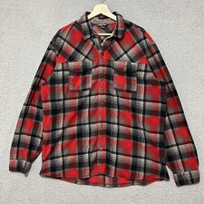 Eddie Bauer Travex Flannel Shirt Adult XL Red Plaid Polyester Long Sleeve