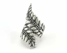 Ring Leaves Adjustable Bezel Antique Silver Plated Brass Leaves Nature Organic