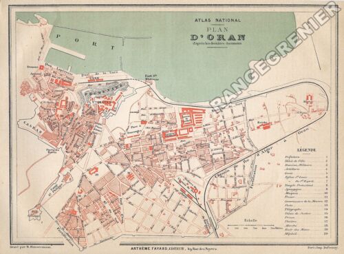 PLAN  ANCIEN de ville de ORAN- ALGÉRIE -  édition 1877 - Afbeelding 1 van 1