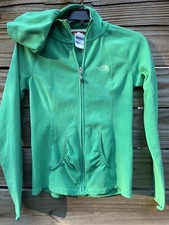 The North Face Women s XS Lt Wt Fleece Jacket Green Full Zip Hooded Womens