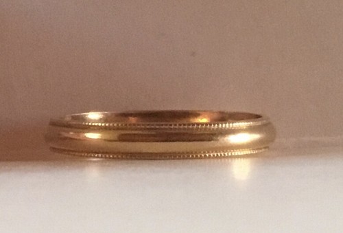 Vintage Yellow Gold Filled Milgrain WEDDING BAND Ring 3mm Size 11 NEW Old Stock