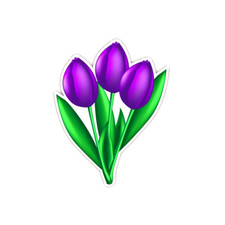 Purple Tulip Vinyl Sticker Beautiful Floral Waterproof Car Decal Laptop Bottle