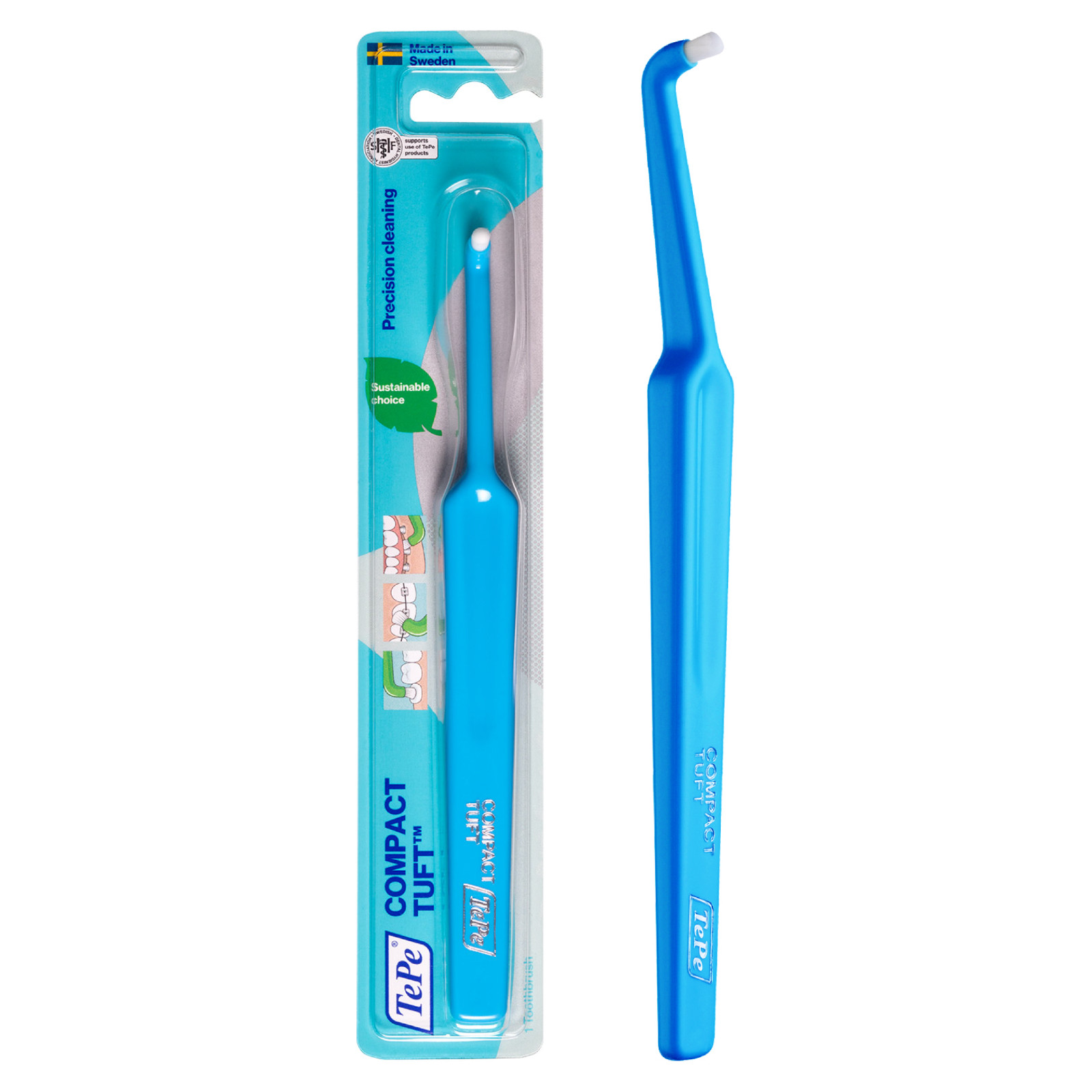 TEPE Compact Tuft Toothbrush - Braces & Hard to Reach Areas,