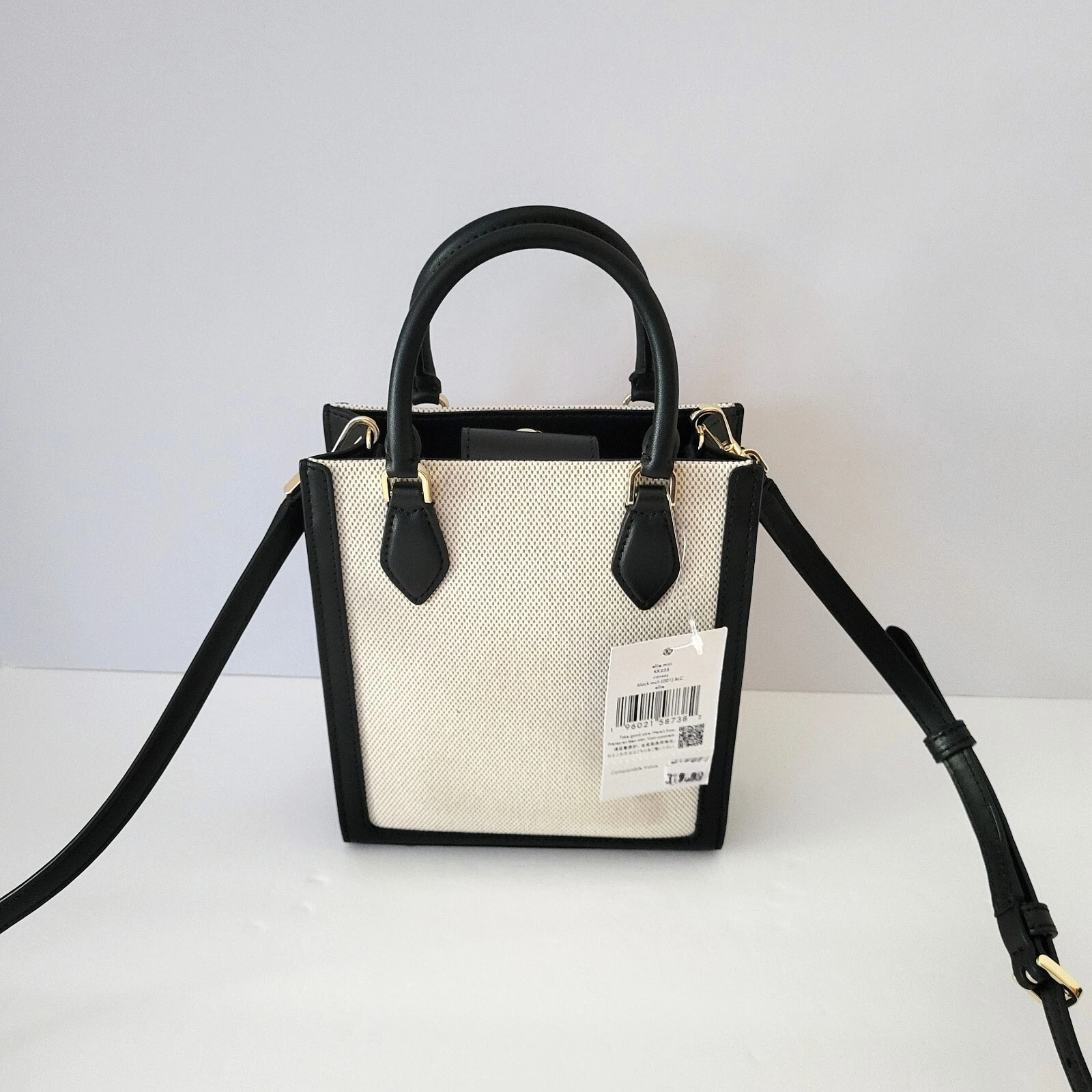Borsa a tracolla Kate Spade KK235 Ellie tela mini tote borsa a mano nera multi