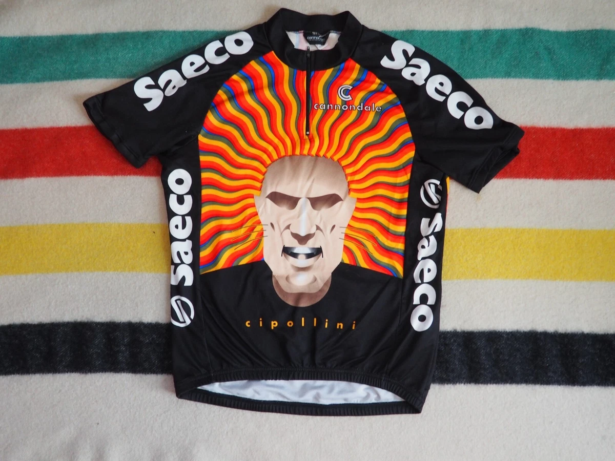 VTG 90s Cannondale MARIO CIPOLLINI Saeco Face Art 1 4 Zip Cycling Jersey XL EUC