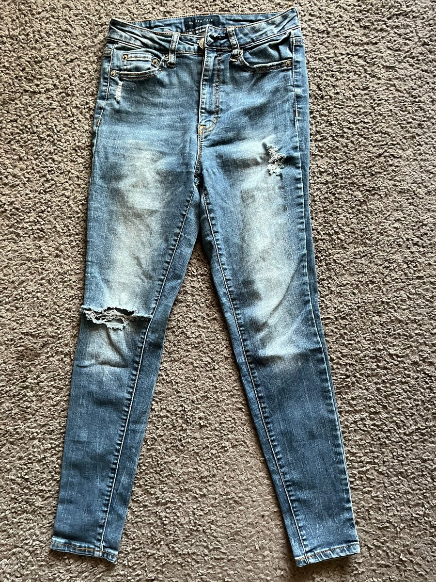 Aeropostale Jeans Women's Blue The Norma Jean Distressed Medium