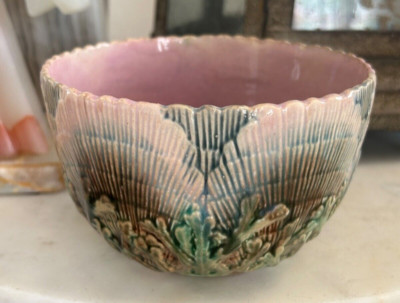 ANTIQUE GRIFFEN SMITH & HILL Majolica Etruscan Seaweed Waste Bowl 19th Century
