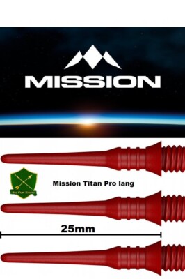 Mission Dart Titan Pro Polymer Soft Spitzen E-Dart lang 25mm 2ba Rot Blau