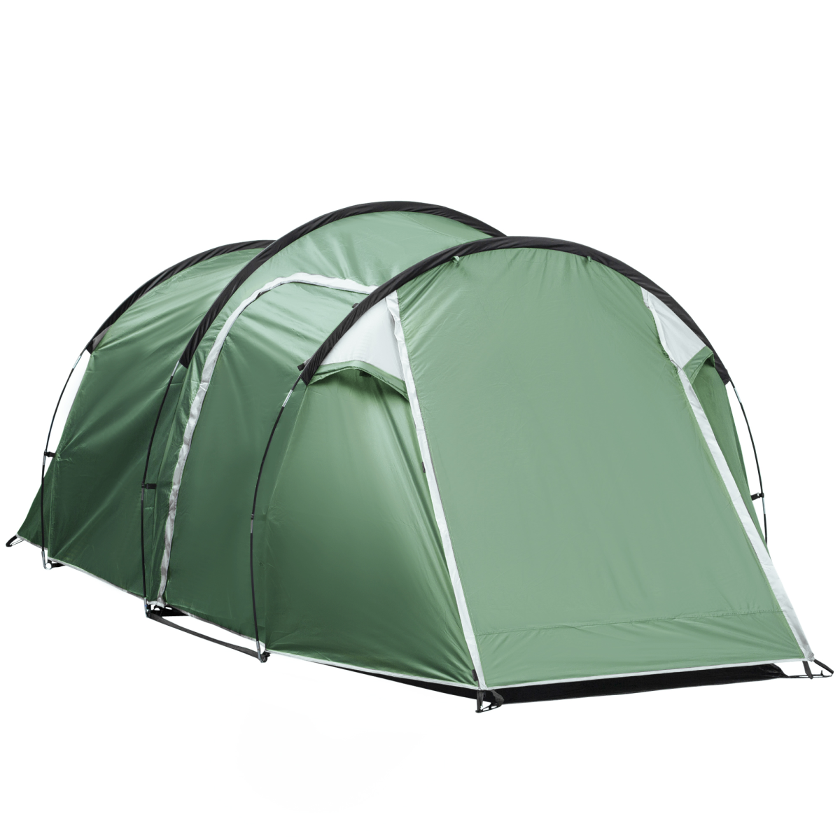 Outsunny 3 Man Camping Tent with Porch and Weather-Resistant Rainfly - Green