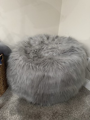 Pottery Barn Teen Faux Fur Grey bean bag chair