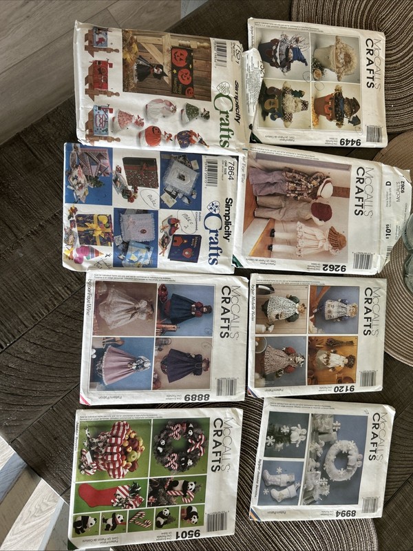 Set Of 8 Vintage McCall & Simplicity Craft Patterns- See Note
