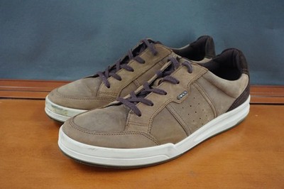 ECCO Jack Shoes Mens 13.5 Brown Nubuck Low Top Casual Cushioned Padded Sneakers