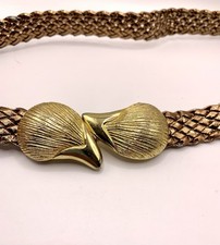 Vintage Braided Golden Metallic Belt Gold Buckles Women s 30 Disco Ball 70 s