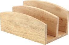 Letter Rack Holder Home Office 3 Compartments Desk File Storage Rubberwood