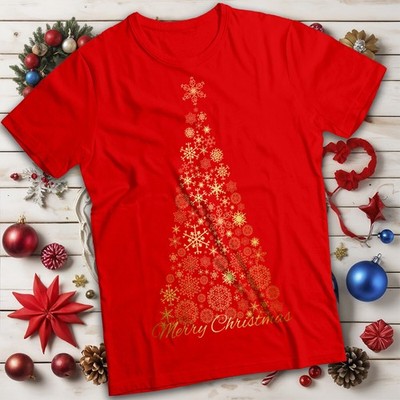 Herren und Damen Minimalist Snowflake Christmas T-Shirt Tee #MC