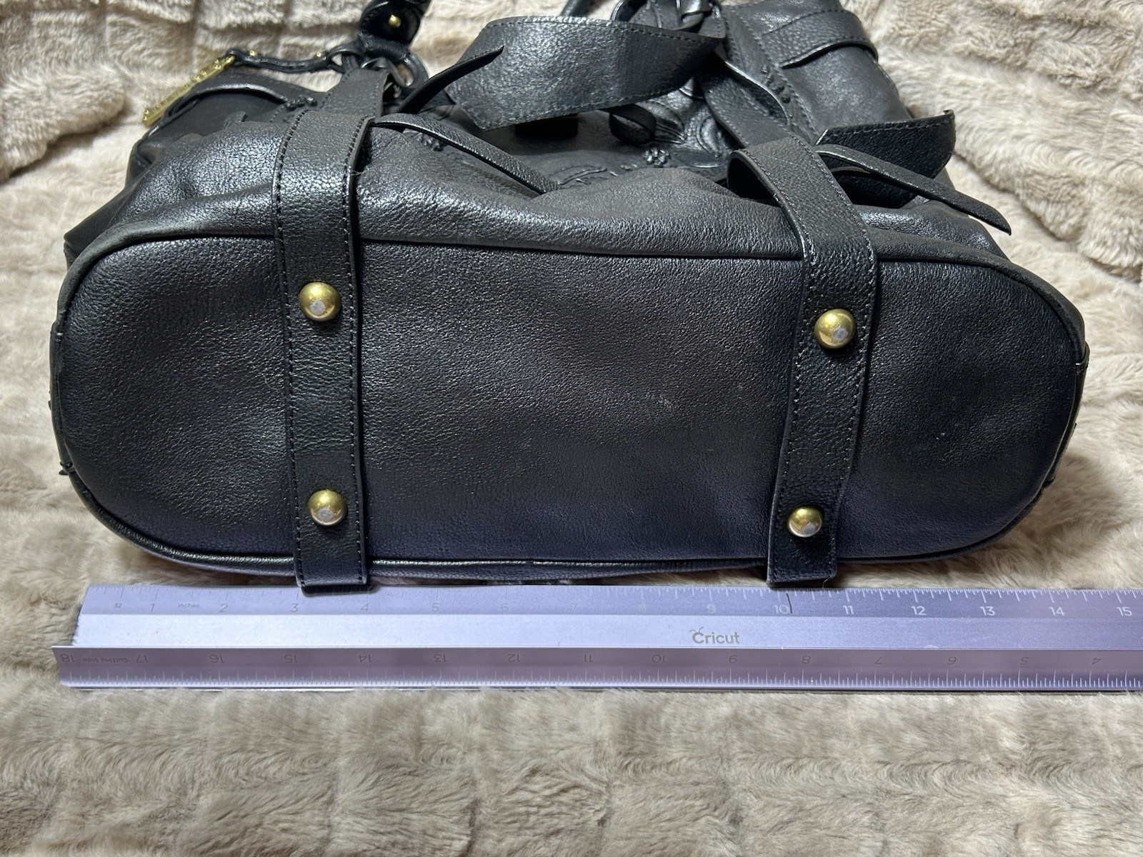 Rare LOCKHEART Brighton Black Boho Style Vintage Leather Large shoulder Bag image 5