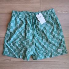 Nike Swim Shorts Mens Small Green Checkerboard Quick Dry Swimming Trunks 60 NWT