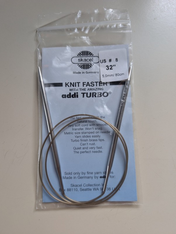 SKACEL Addi Turbo 32" US #8 5.0mm/80cm Circular Knitting Needles Germany