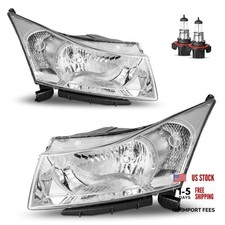 Headlights Assembly W/Bulbs OE Replacement Chrome  With High  Low Beam Bulbs
