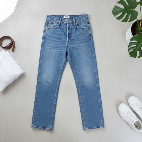AGOLDE High-Rise Straight Leg Jeans Light Blue 26 Waist Women
