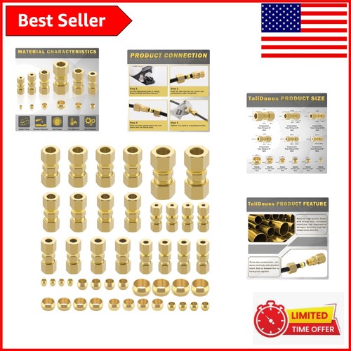 Durable 46-Piece Brass Compression Fitting Assortment for Easy Installations