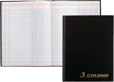 Adams Account Book, 7 x 9.25 Inches, Black, 3-Columns, 80 Pages 1 PACK, Black 