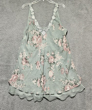 Ladies Light Blue Nightgown With Embroidery Size XL Short Flowy Floral