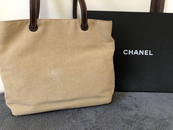Chanel Coco Mark Hemp Tote Shoulder Bag 40x28cm Preowned From Japan