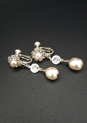 Perfect Elegant Miriam Haskell Rhinestone & Baroque Pearl Drop Earrings 