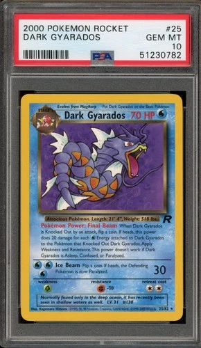 Pokemon Dark Gyarados Team Rocket Unlimited NON Holo Rare #25 PSA 10 Gem Mint