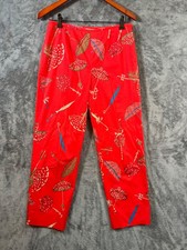 Vintage Jones New York Country Pants Womens 8 30x25.5 Red Umbrella Print Cropped