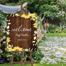 Sunflowers Rustic Welcome Wedding Sign Customize Script Welcome Sign Customiz...