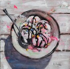Original Expressionist 10 x 10 Ice Cream Party Kitchen Art Acrylic Canvas — photo 2