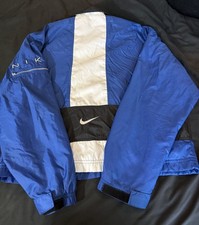 Vintage Nike kids Windbreaker Jacket Blue Black White Full Zip Size L