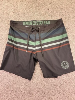 NWOT Dixxon Flannel Company Men s Unlined Shorts Size 44 Black With Stripes 