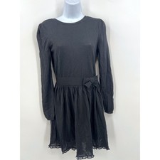 RED Valentino Black Knit Dress 100% Wool Little Black Dress Size S Bow Classic