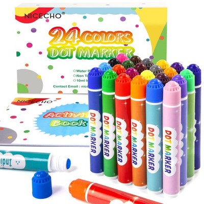 Dot Markers, Washable Dot Markers, 24 Colors Bingo Paint Daubers Marker Kit w...