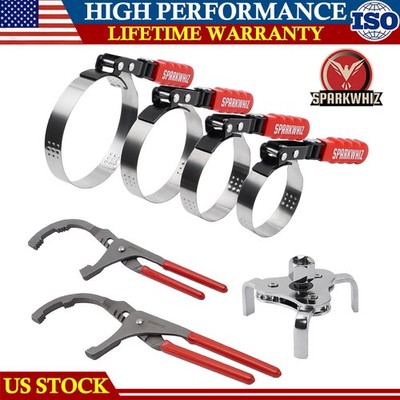 SPARKWHIZ Adjustable Oil Filter Wrench Set Oil Filter Removal Tool 2-3/4'' 5-1/4''