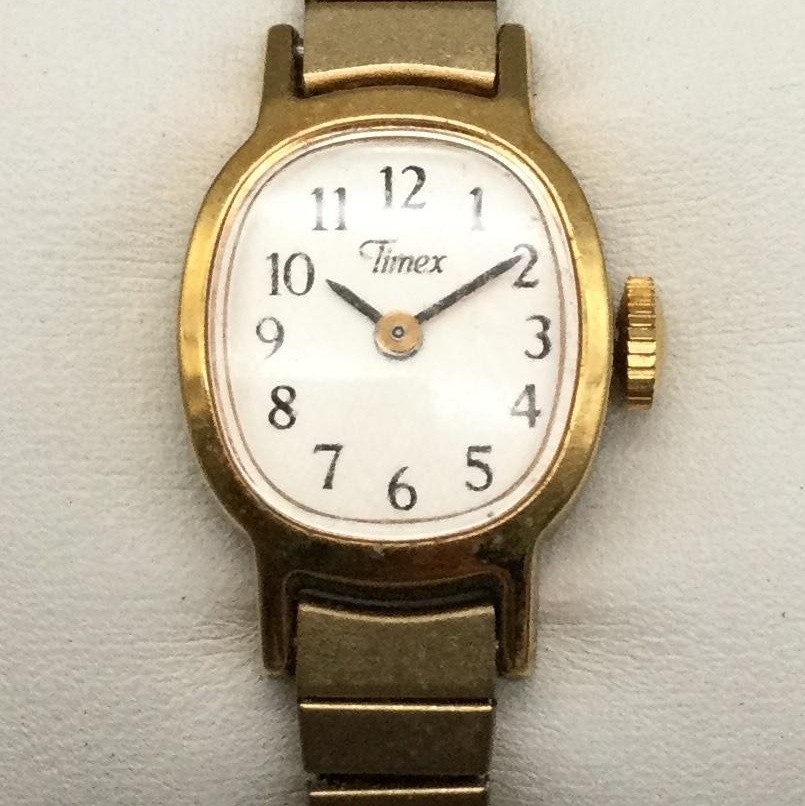 Timex Womens Watch 17mm White Dial Gold Tone Oval Stretch  display picture 1