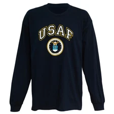 U.S. Air Force Emblem "USAF" Men's Graphic Long Sleeve T-Shirt in Navy, XL