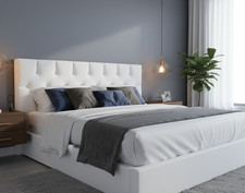 Testiera Letto Matrimoniale Imbottita Bianca - Design Moderno Capitonné a Quadri